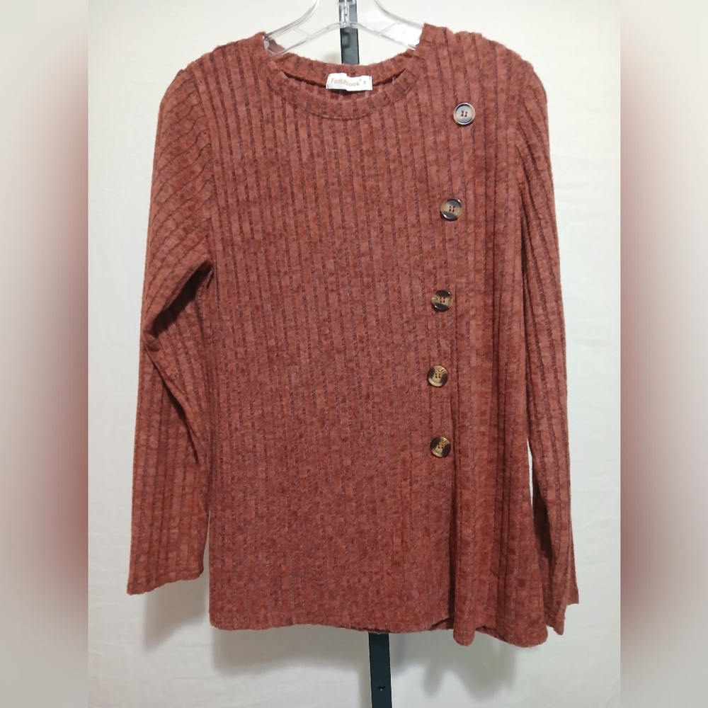 Women's Rust Sweater with Button Detail